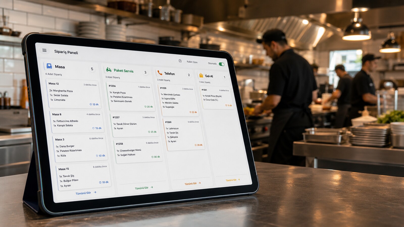 Restoranlarda çok kanallı sipariş yönetimi paneli